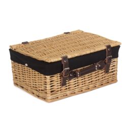 Red Hamper Wicker 40 cm Buff Empty Hamper with Cotton Lining in Black - thumbnail 2