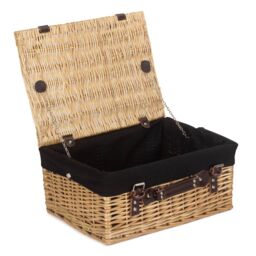 Red Hamper Wicker 40 cm Buff Empty Hamper with Cotton Lining in Black