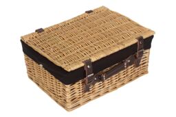 Red Hamper Wicker 40 cm Buff Empty Hamper with Cotton Lining in Black - thumbnail 3