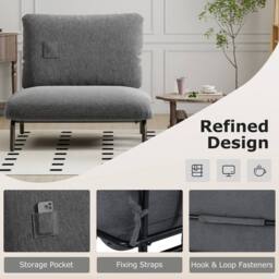 Costway Oversized Accent Chair Modern Reading Chair Upholstered Leisure Chair in Grey - thumbnail 2