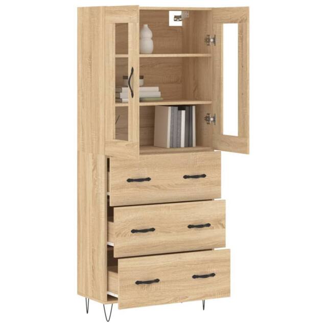 Berkfield Home Highboard Sonoma Oak 69.5x34x180 cm Engineered Wood in Tan - image 1
