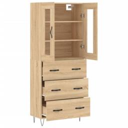 Berkfield Home Highboard Sonoma Oak 69.5x34x180 cm Engineered Wood in Tan - thumbnail 4