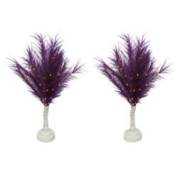 Shatchi 2Pcs 70cm Feather Tree Lamp with Warm White LEDs - Battery Operated in Purple - thumbnail 1