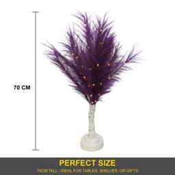 Shatchi 2Pcs 70cm Feather Tree Lamp with Warm White LEDs - Battery Operated in Purple - thumbnail 3