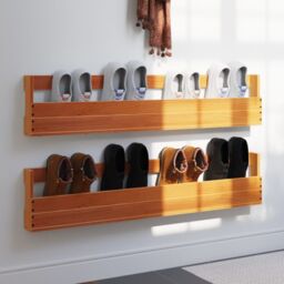 Berkfield Home Wall-mounted Shoe Racks 2 pcs Wax Brown 110x8.5x23.5 cm Solid Wood Pine