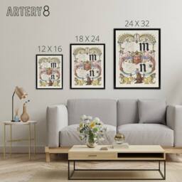 "Artery8 Pictorial Letter Guide M & N Calligraphy Framed Canvas Wall Art in White - Size: W18"" x H24""" - thumbnail 4