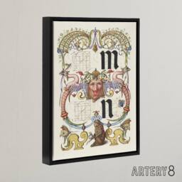 "Artery8 Pictorial Letter Guide M & N Calligraphy Framed Canvas Wall Art in White - Size: W18"" x H24""" - thumbnail 2