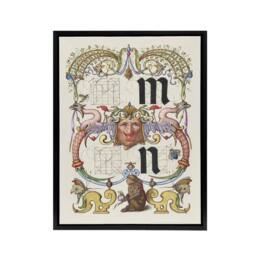 "Artery8 Pictorial Letter Guide M & N Calligraphy Framed Canvas Wall Art in White - Size: W18"" x H24""" - thumbnail 1