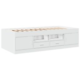 Berkfield Home Daybed with Drawers without Mattress White 75x190 cm Small Single - thumbnail 3