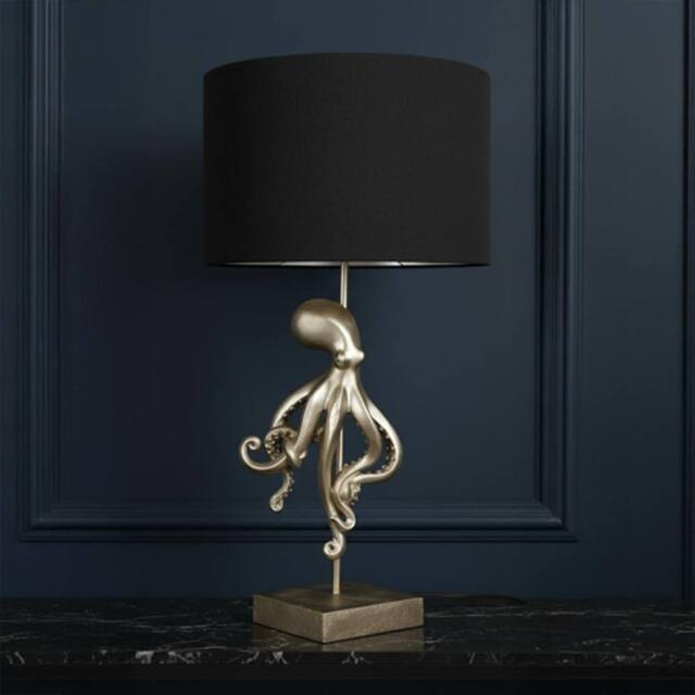 Madison & Mayfair Silver Octopus Lamp with Black Shade - image 1