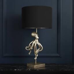 Madison & Mayfair Silver Octopus Lamp with Black Shade - thumbnail 1