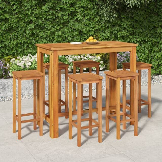 Berkfield Home 7 Piece Garden Bar Set Solid Wood Acacia in Brown - image 1