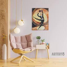 "Artery8 Acrobatic Male Dancer with Top Hat Demuth Canvas Wall Art Print in Brown - Size: W12"" x H16""" - thumbnail 3