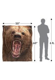 JQ Licensing Royce Mcclure Grizzly Bear Head Silky Touch Super Soft Throw Blanket 152 X 127 cm in White - thumbnail 5