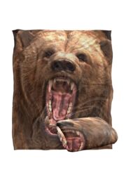 JQ Licensing Royce Mcclure Grizzly Bear Head Silky Touch Super Soft Throw Blanket 152 X 127 cm in White - thumbnail 2