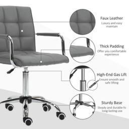 NESTLUNE Mid Back Office Chair, Swivel Computer Chair in Grey - Size: 100 cm x 15 cm - thumbnail 3