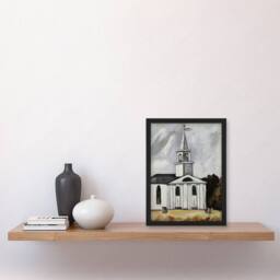 Artery8 Church at Head Tide Maine Marsden Hartley Framed Wall Art Print in Grey - Size: A4 - thumbnail 4