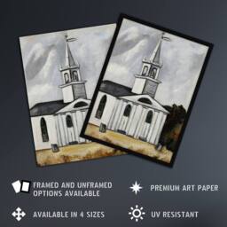 Artery8 Church at Head Tide Maine Marsden Hartley Framed Wall Art Print in Grey - Size: A4 - thumbnail 2