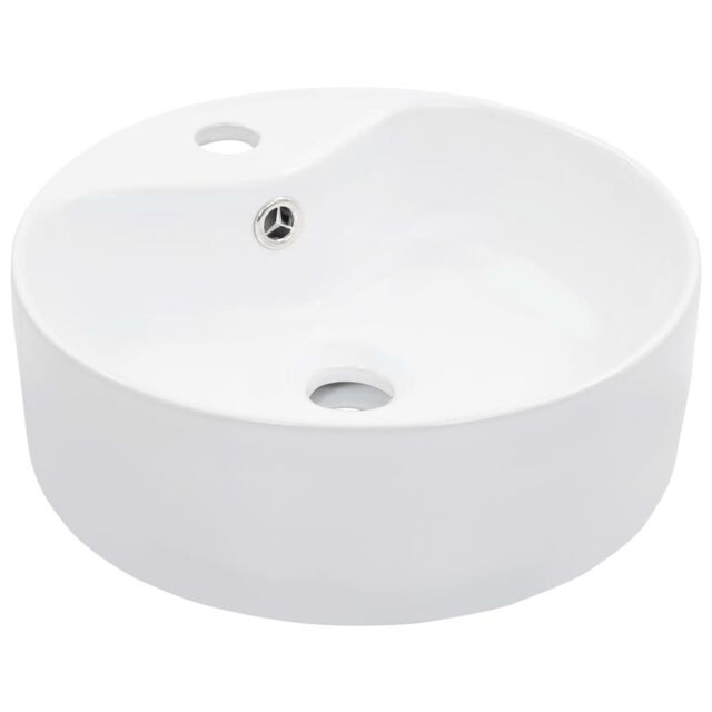 Berkfield Home Wash Basin with Overflow 36x13 cm Ceramic White - image 1