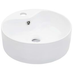Berkfield Home Wash Basin with Overflow 36x13 cm Ceramic White - thumbnail 1