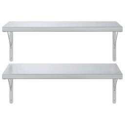 Berkfield Home Wall Shelves 2 pcs 75x40 cm Silver Stainless Steel - thumbnail 5