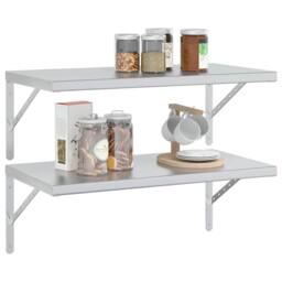 Berkfield Home Wall Shelves 2 pcs 75x40 cm Silver Stainless Steel - thumbnail 4