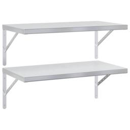 Berkfield Home Wall Shelves 2 pcs 75x40 cm Silver Stainless Steel - thumbnail 2