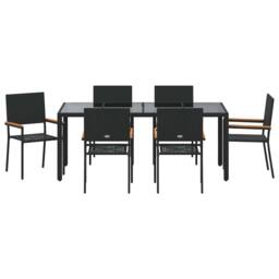 Berkfield Home 7 Piece Garden Dining Set Black Poly Rattan - thumbnail 7