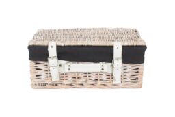 Red Hamper Wicker 35cm White Picnic Basket with Cotton Lining in Black - thumbnail 4