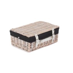 Red Hamper Wicker 35cm White Picnic Basket with Cotton Lining in Black - thumbnail 2