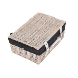 Red Hamper Wicker 35cm White Picnic Basket with Cotton Lining in Black - thumbnail 3