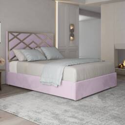 Casani Malton Upholstered Soft Velvet Pink Metal Designer Bed Frame - Size: Super King - thumbnail 2