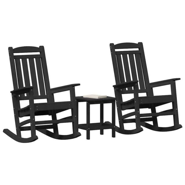 Berkfield Home Traditional 3 Piece Garden Lounge Set Black HDPE - image 1