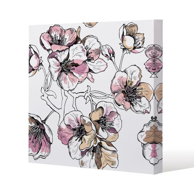 Benjamin Tate Design Flower Illustration (Canvas Print) / 127 x 127 x 4cm in Natural - Size: 127 x 127 x 4 cm - image 1