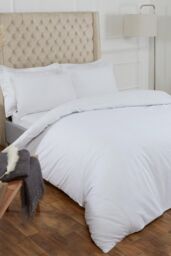 OHS 100% Cotton Duvet Cover with Pillow Case Bedding Set in White - Size: King - thumbnail 1