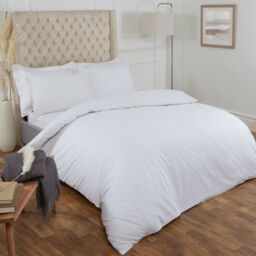 OHS 100% Cotton Duvet Cover with Pillow Case Bedding Set in White - Size: King - thumbnail 2