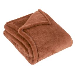 Furn Kallu Reversible Faux-Fur Throw in Orange - Size: 130 cm x 180 cm - thumbnail 2