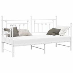 Berkfield Home White Daybed Frame with Trundle in White - 80x200 cm Steel
