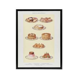 "Artery8 Sweets & Gateaux Cakes Mrs Beeton Framed Canvas Wall Art Print in Yellow - Size: W12"" x H16""" - thumbnail 1