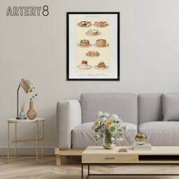 "Artery8 Sweets & Gateaux Cakes Mrs Beeton Framed Canvas Wall Art Print in Yellow - Size: W12"" x H16""" - thumbnail 3
