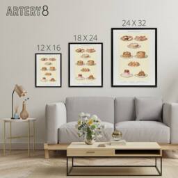 "Artery8 Sweets & Gateaux Cakes Mrs Beeton Framed Canvas Wall Art Print in Yellow - Size: W12"" x H16""" - thumbnail 4