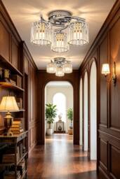 Living and Home 3-Light Ceiling Light with Glass Shade in Silver - thumbnail 2