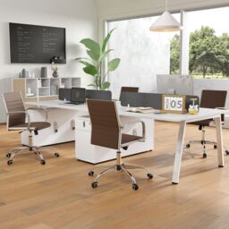 Costway Office Chair Height Adjustable Conference Room Chair in Brown - thumbnail 4