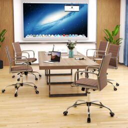 Costway Office Chair Height Adjustable Conference Room Chair in Brown - thumbnail 5