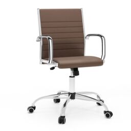 Costway Office Chair Height Adjustable Conference Room Chair in Brown - thumbnail 1