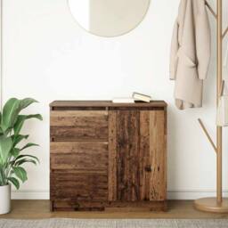 Berkfield Home Sideboard with Drawer Old Wood 71x35x65 cm Engineered Wood in Brown - Size: 71 x 35 x 65 cm - thumbnail 1