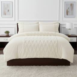 Snug City Zig Zag 3D Teddy Duvet Cover Set Ultra Soft Bedding with Pillowcases in Cream - Size: Single - thumbnail 1