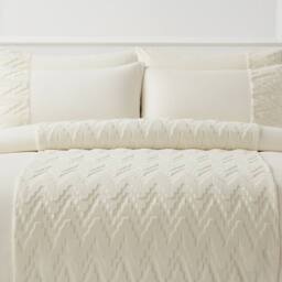 Snug City Zig Zag 3D Teddy Duvet Cover Set Ultra Soft Bedding with Pillowcases in Cream - Size: Single - thumbnail 2
