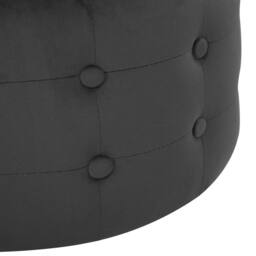 Wyld and Coco Black Velvet Round Footstool with Button Tufting - thumbnail 5