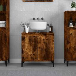 Berkfield Home Sink Cabinet Smoked Oak 58x33x60 cm Engineered Wood in Brown - Size: 58 x 33 x 60 cm